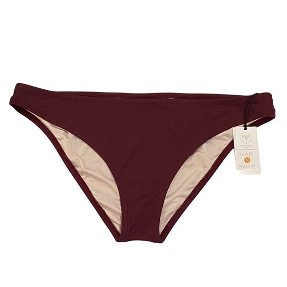 Shade and Shore Low Coverage Cheeky bikini bottom Berry Maroon Wine L 12-14 NWT - Picture 1 of 4